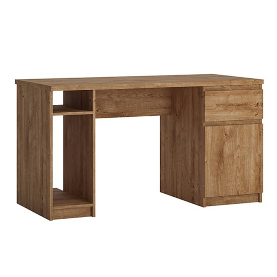 Product photograph of Felton Wooden Laptop Desk Twin Pedestal In Oak from Furniture in Fashion