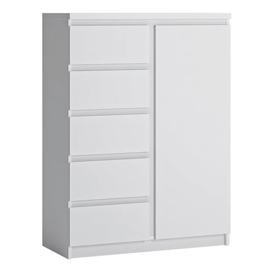 Read more about Felton wooden sideboard with 1 door 5 drawers in white