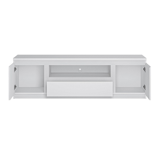 Felton Wooden Large TV Stand With 2 Doors 1 Drawer In White
