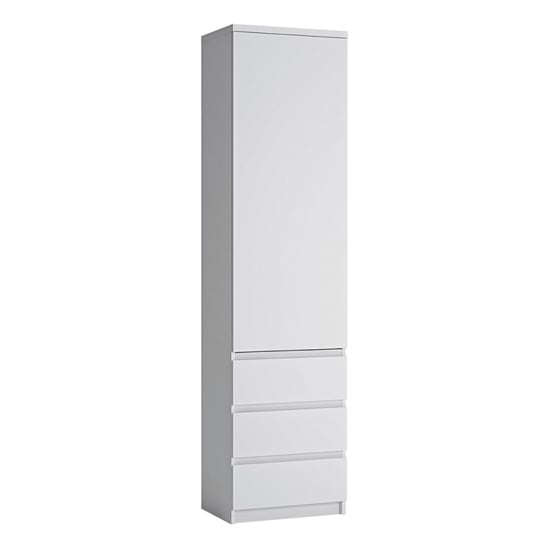 Felton Wardrobe Tall Narrow With 1 Door 3 Drawer In White