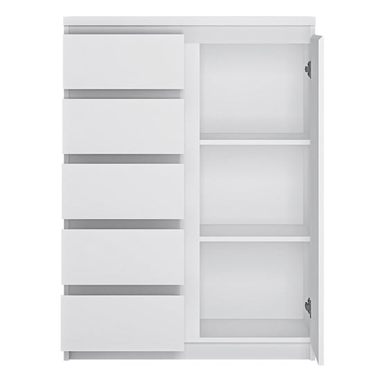 Fank Wooden 1 Door 5 Drawers Sideboard In Alpine White