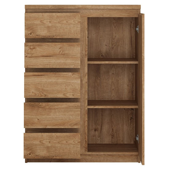 Felton Wooden Sideboard With 1 Door 5 Drawers In Oak