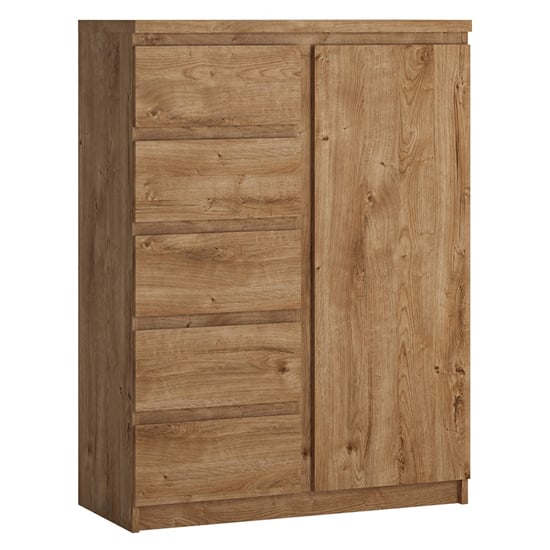 Product photograph of Felton Wooden 1 Door 5 Drawers Sideboard In Ribbeck Oak from Furniture in Fashion