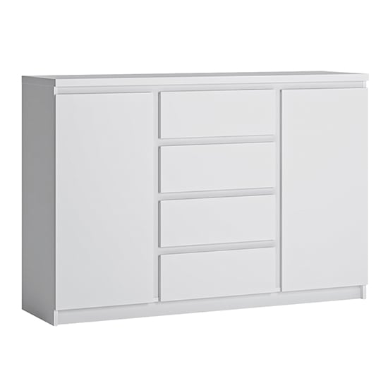 Felton Wooden 2 Doors 4 Drawers Sideboard In Alpine White