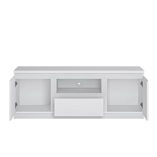 Felton Wooden Small TV Stand With 2 Doors 1 Drawer In White