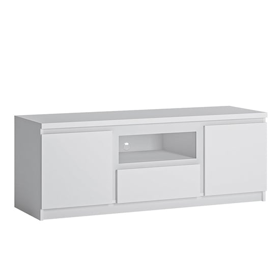 Read more about Felton wooden small tv stand with 2 doors 1 drawer in white