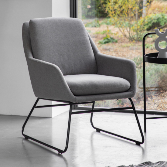 Product photograph of Fanton Fabric Bedroom Chair With Metal Frame In Grey from Furniture in Fashion