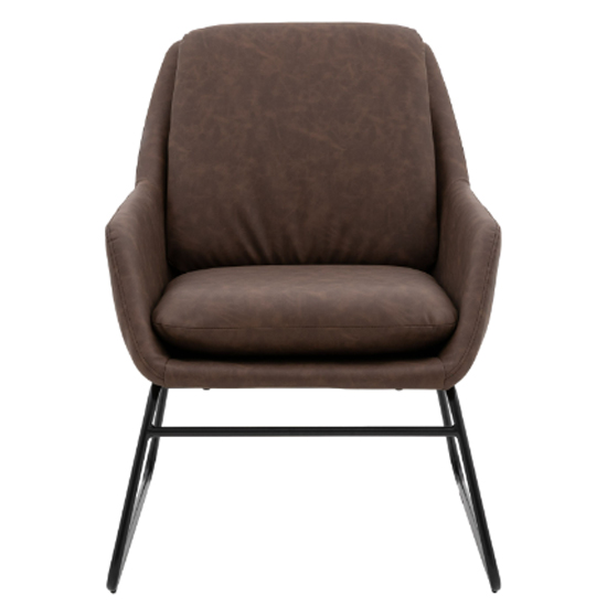 Fanton Leather Bedroom Chair With Metal Frame In Brown Furniture in Fashion
