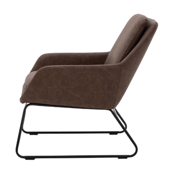 Fanton Leather Bedroom Chair With Metal Frame In Brown Furniture in Fashion
