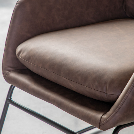 Fanton Leather Bedroom Chair With Metal Frame In Brown Furniture in Fashion