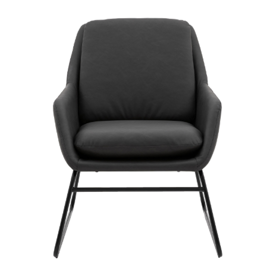 Fanton Leather Bedroom Chair With Metal Frame In Charcoal Furniture