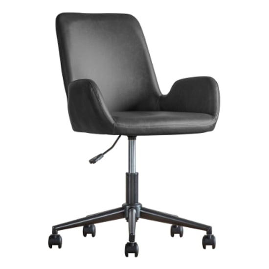 Farada Swivel Faux Leather Office Chair In Charcoal