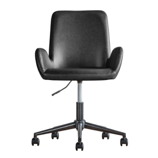 Farada Swivel Faux Leather Office Chair In Charcoal