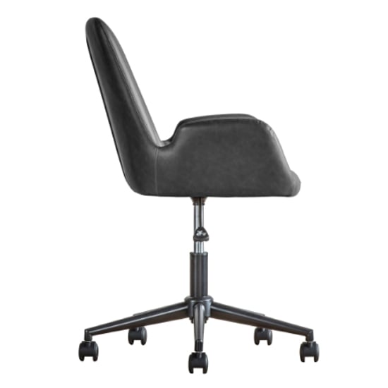 Farada Swivel Faux Leather Office Chair In Charcoal