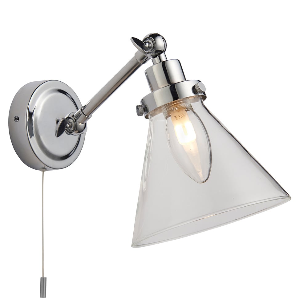 Faraday Clear Glass Shade Bathroom Wall Light In Chrome