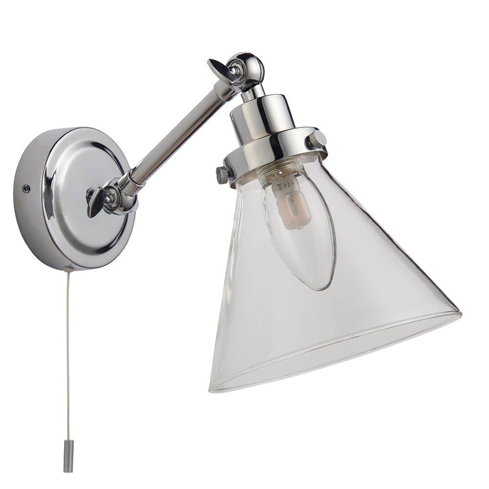 Faraday Clear Glass Shade Bathroom Wall Light In Chrome
