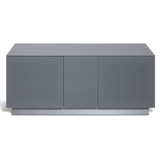 Elements Glass TV Stand With 2 Glass Doors In Grey