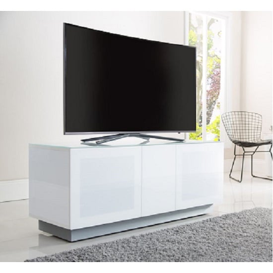 Formby Small TV Stand In White With Glass Door_1