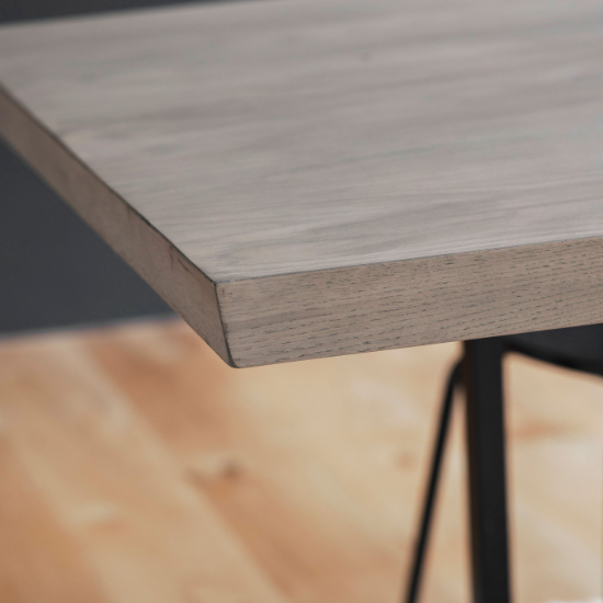 Fardon Wooden Dining Table With Metal Frame In Grey Wash Furniture in