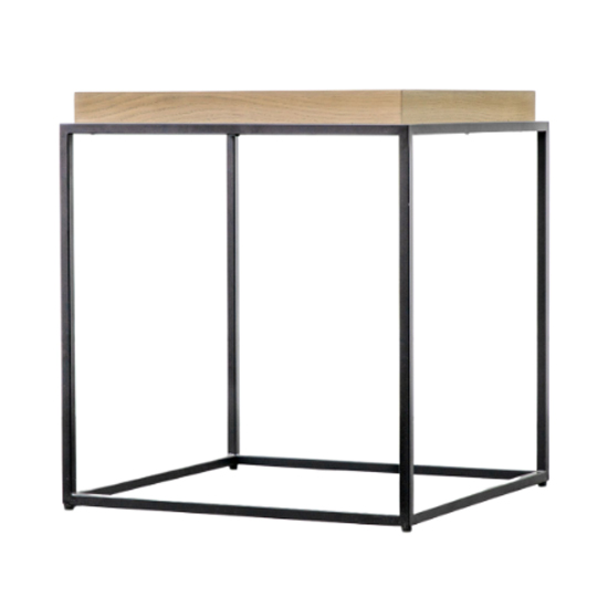 Fardon Wooden Side Table With Metal Frame In Grey Wash_2