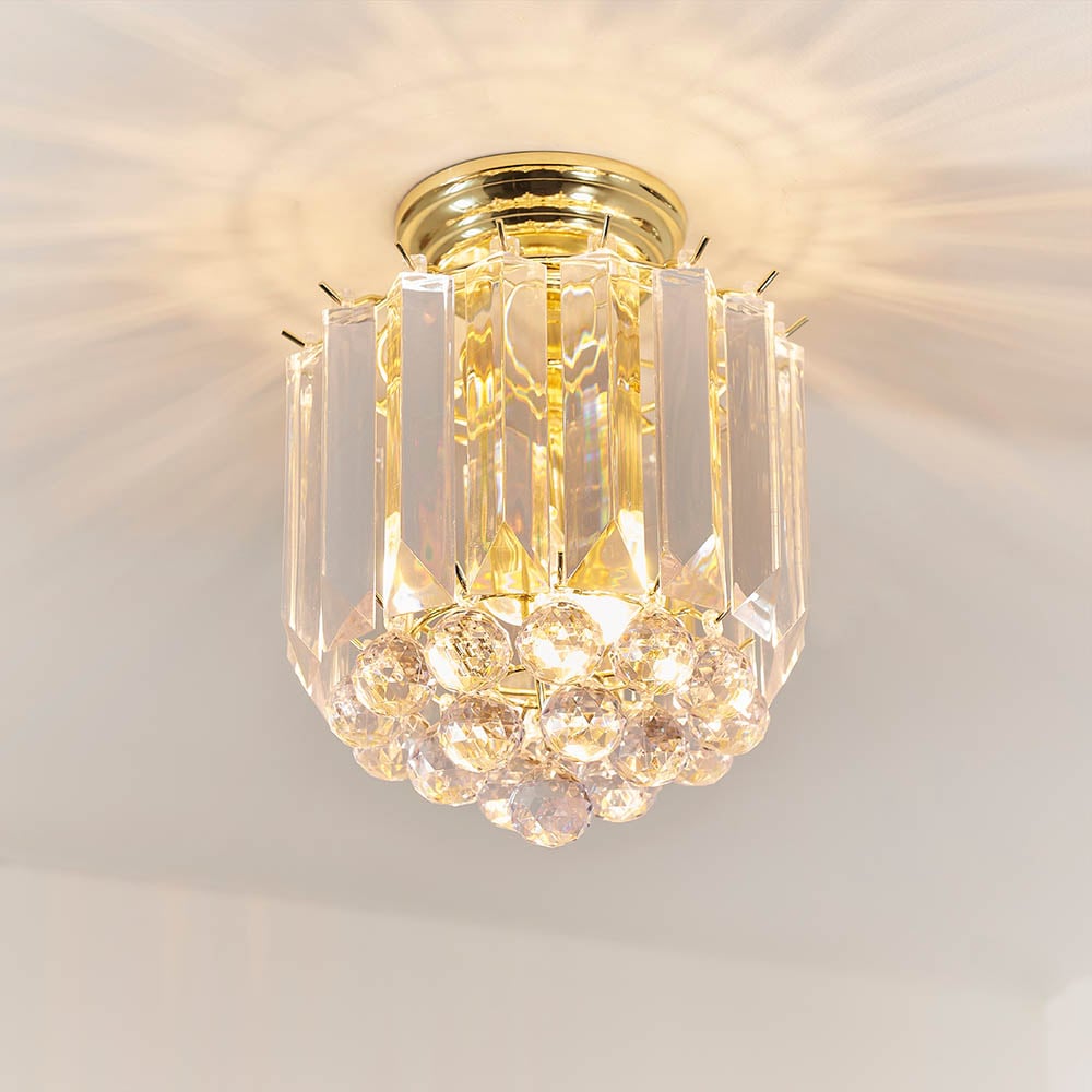 Read more about Fargo 2 lights crystal droplets flush ceiling light in brass