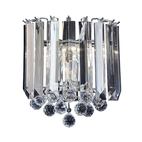 Fargo 2 Lights Crystal Droplets Wall Light In Chrome