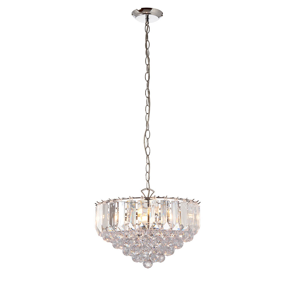 Fargo 3 Lights Crystal Droplets Pendant Light Large In Chrome