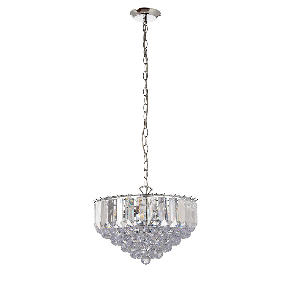 Fargo 3 Lights Crystal Droplets Pendant Light Large In Chrome