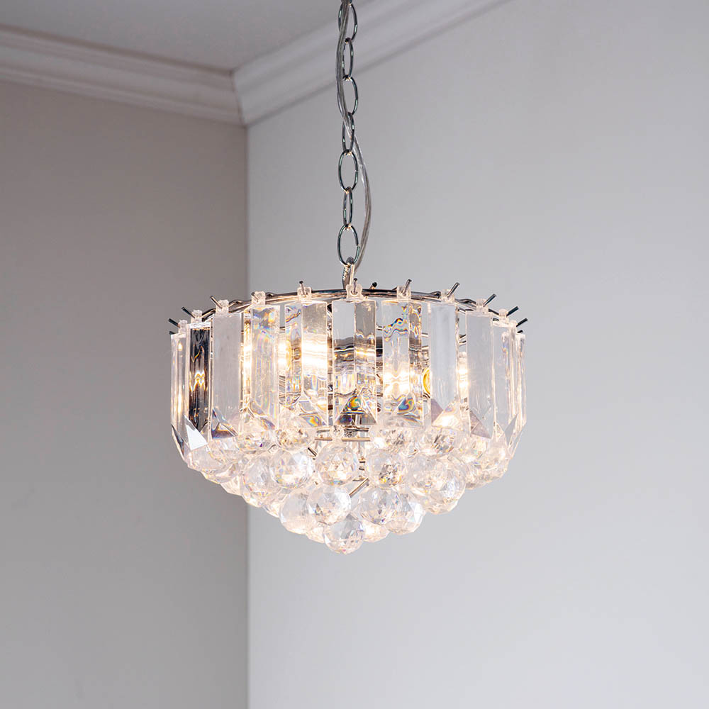 Read more about Fargo 3 lights crystal droplets pendant light small in chrome