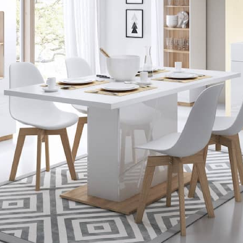 Fargo Extending High Gloss Dining Table In White