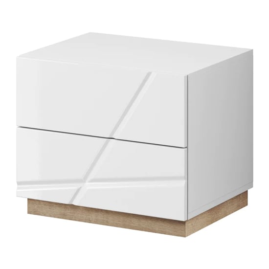 Fargo High Gloss Bedside Cabinet With 2 Drawers In White