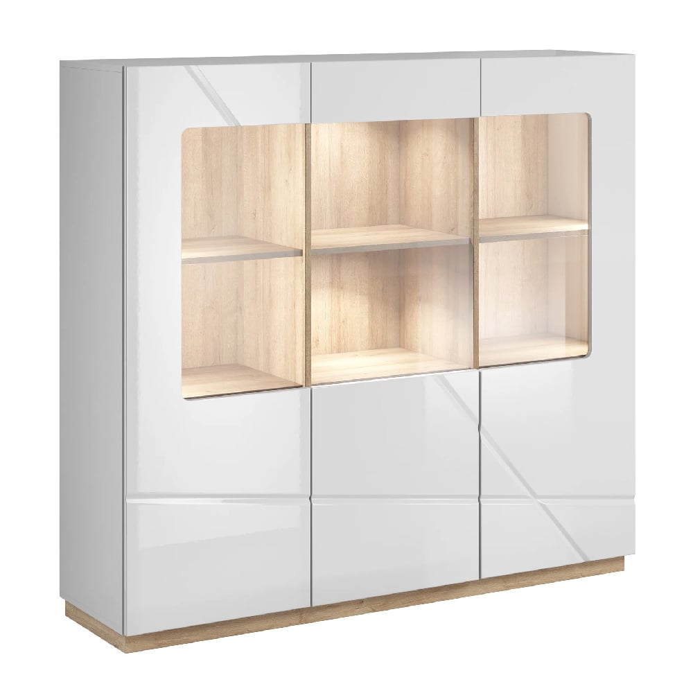 Fargo High Gloss Display Cabinet With 3 Doors In White