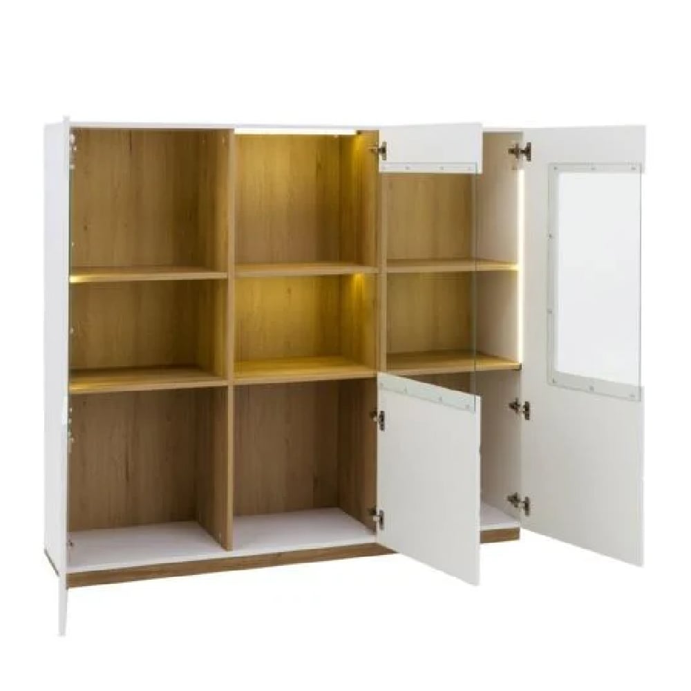 Fargo High Gloss Display Cabinet With 3 Doors In White