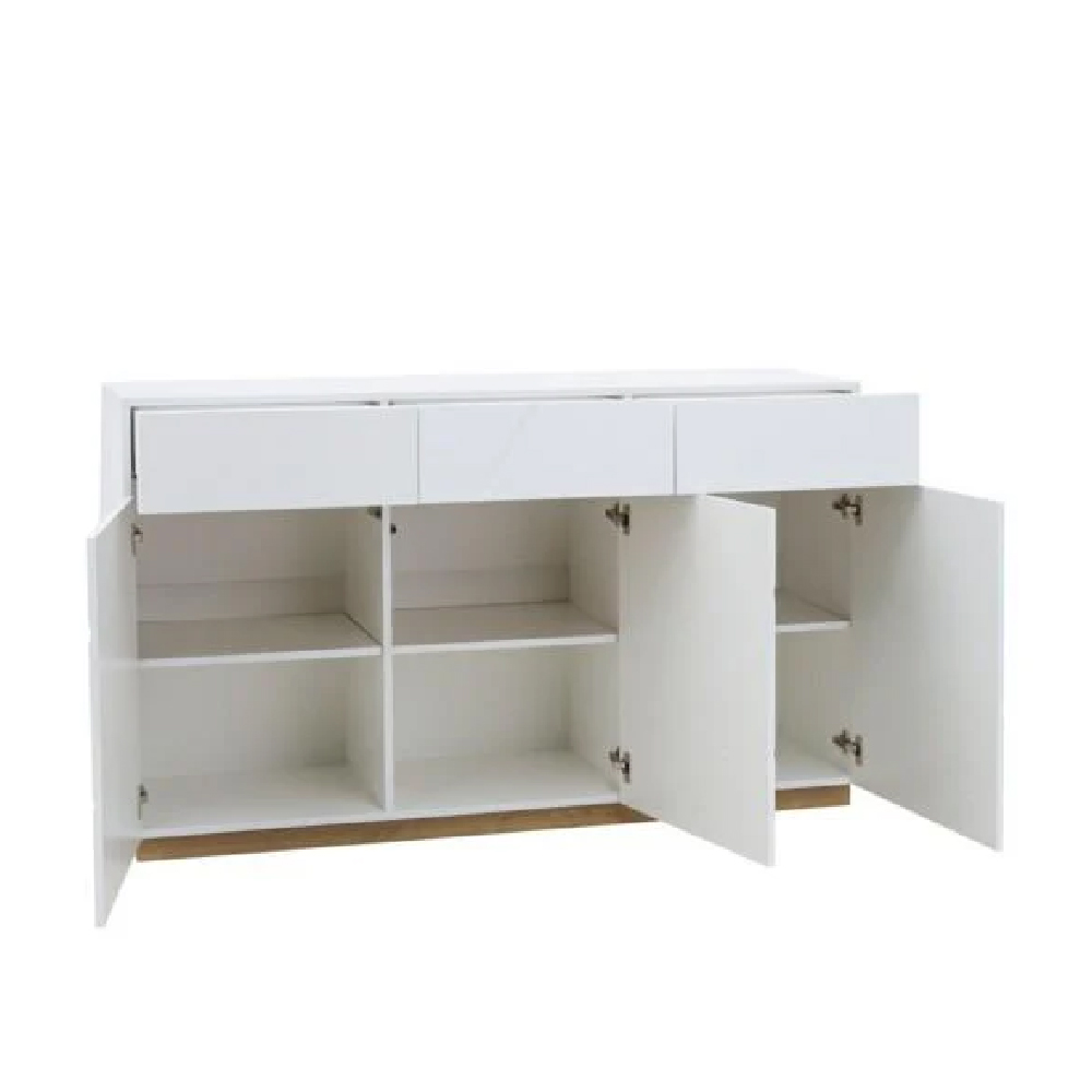 Fargo High Gloss Sideboard With 3 Doors 3 Drawers In White