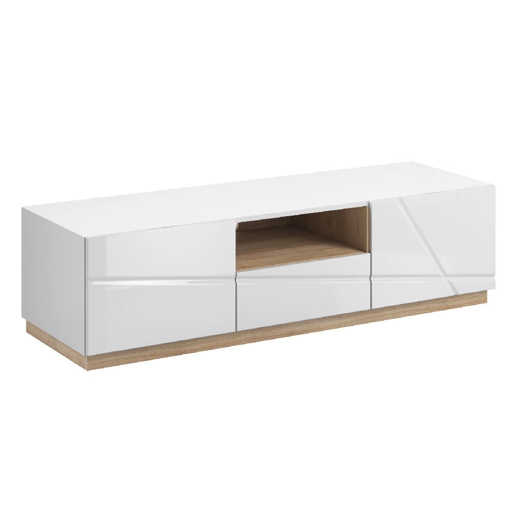 Fargo High Gloss TV Stand With 2 Doors 1 Drawer In White