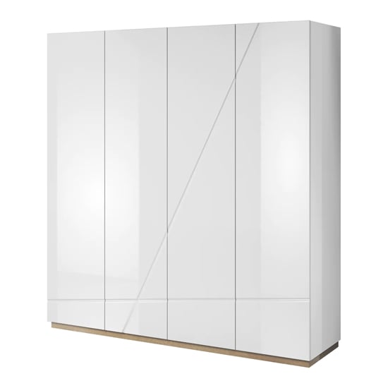 Product photograph of Fargo High Gloss Wardrobe With 4 Doors In White from Furniture in Fashion