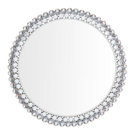 Product photograph of Fargo Small Round Portrait Wall Mirror In Silver from Furniture in Fashion