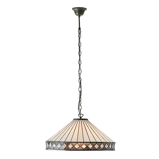 Fargo Tiffany Glass Pendant Light In Dark Bronze