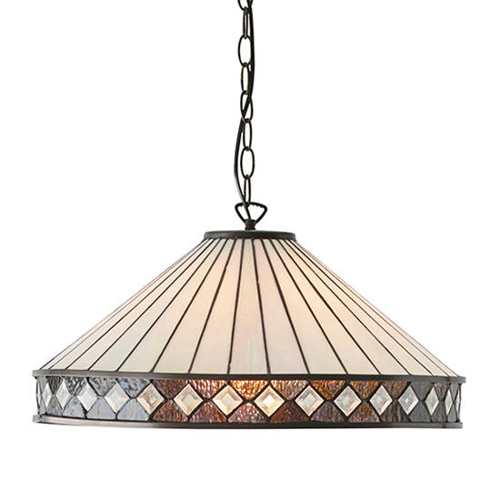 Fargo Tiffany Glass Pendant Light In Dark Bronze