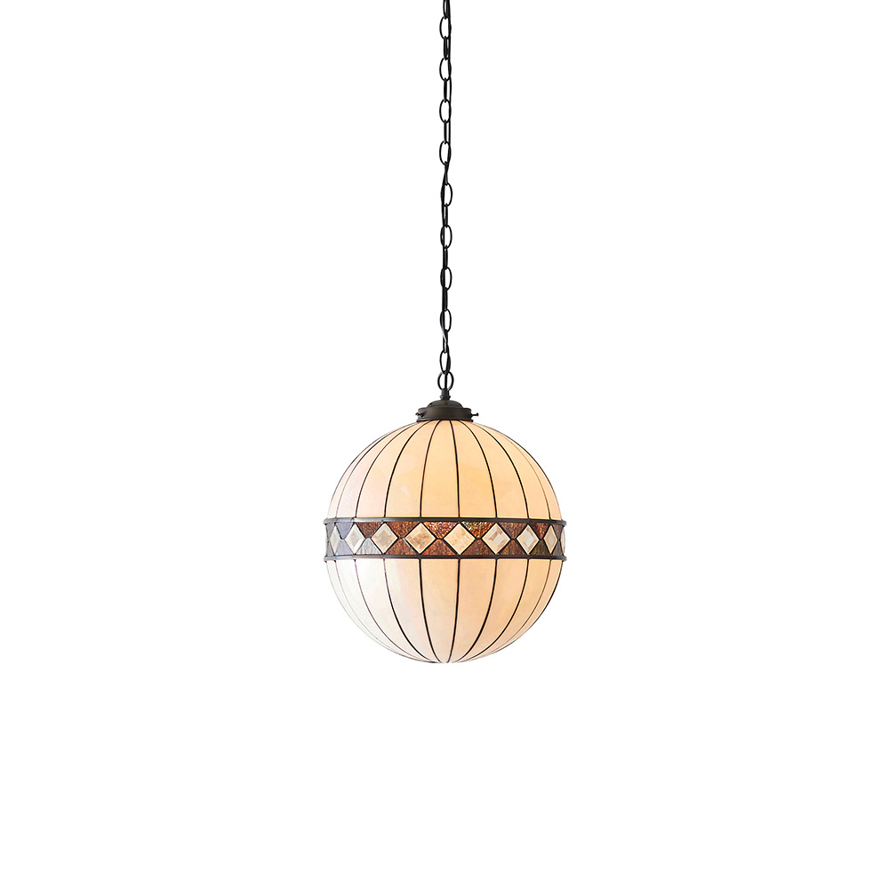 Fargo Tiffany Glass Shade Globe Pendant Light in Satin Black