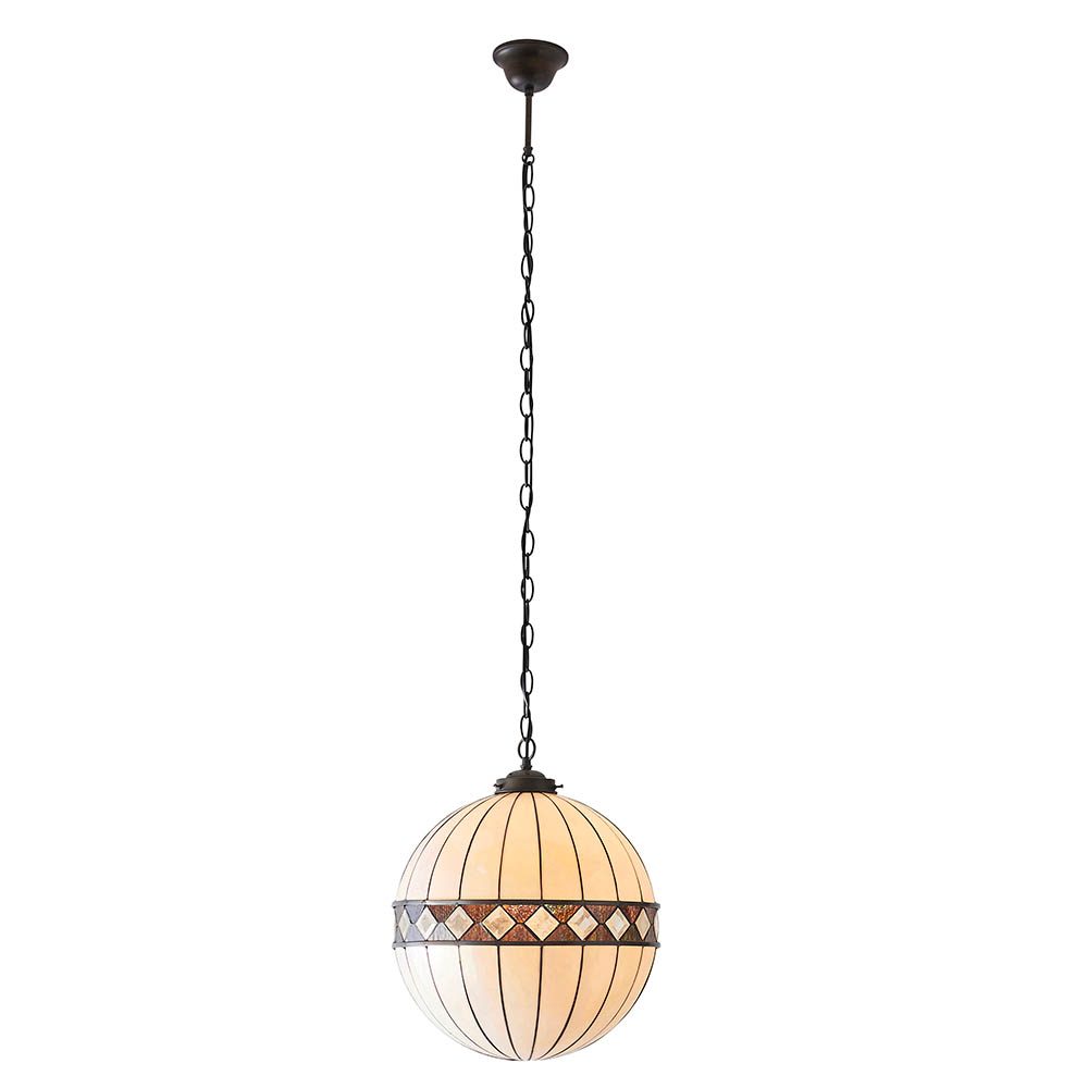 Fargo Tiffany Glass Shade Globe Pendant Light in Satin Black
