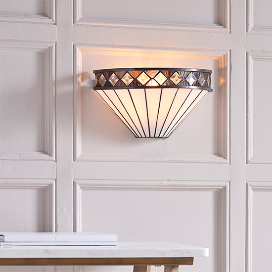 Fargo Tiffany Glass Wall Light In Dark Bronze