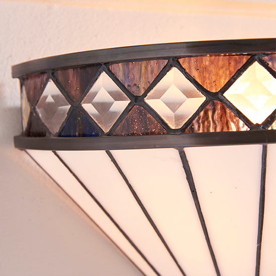 Fargo Tiffany Glass Wall Light In Dark Bronze