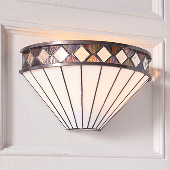 Photo of Fargo tiffany glass wall light in dark bronze