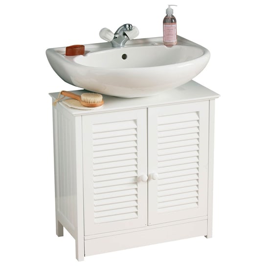 Fargo White Wooden Under Sink Bathroom Cabinet In White | Furniture in Fashion