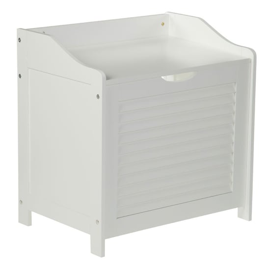 Photo of Fargo wooden bathroom laundry storage cabinet in white