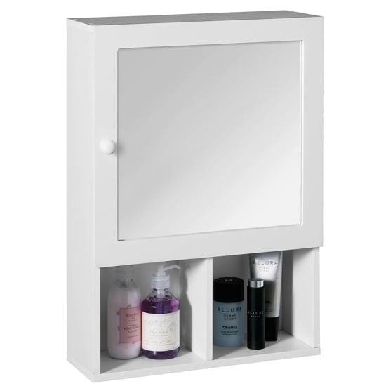 Read more about Fargo wooden bathroom mirrored cabinet in white