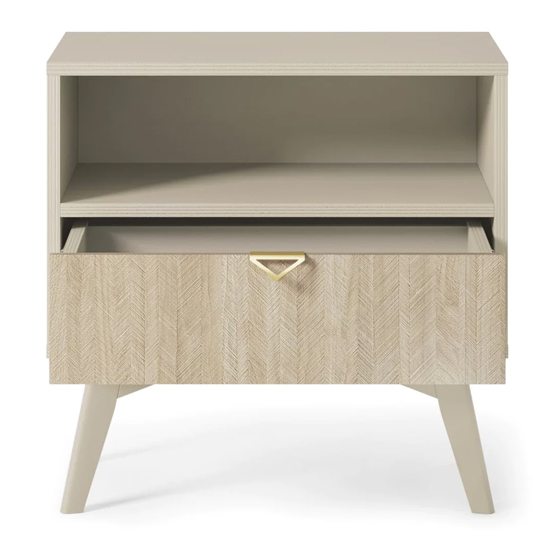 Fargo Wooden Bedside Cabinet With 1 Drawer In Beige