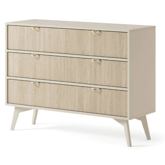 Fargo Wooden Chest Of 3 Drawers In Beige