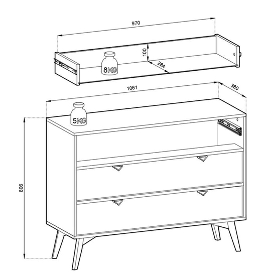 Fargo Wooden Chest Of 3 Drawers In Beige